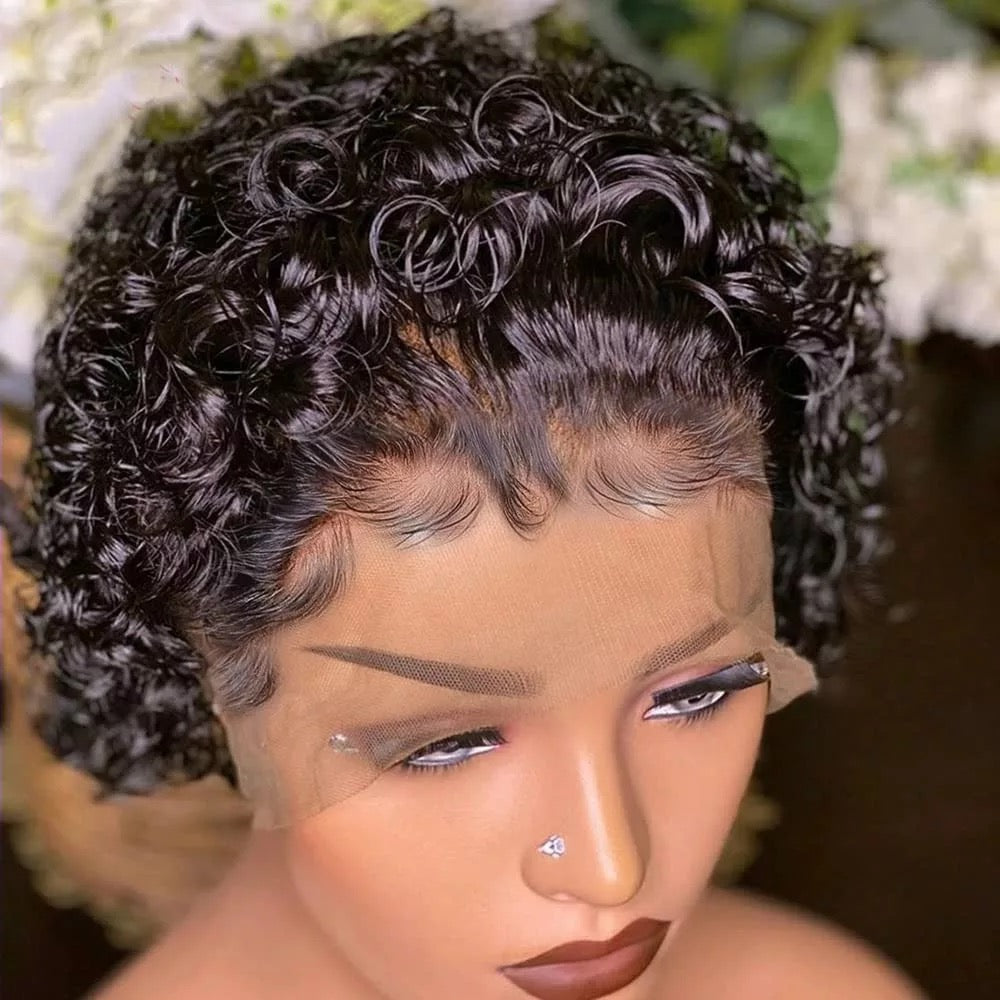 T Lace Glueless Human Hair Pixie Curl wig A Class Pro