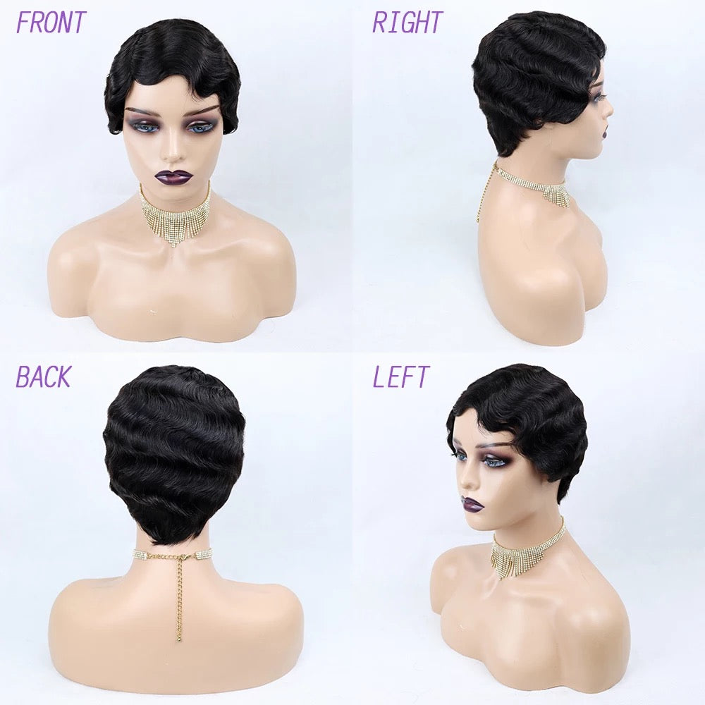 Short Finger Wave Pixie 100% Human Hair