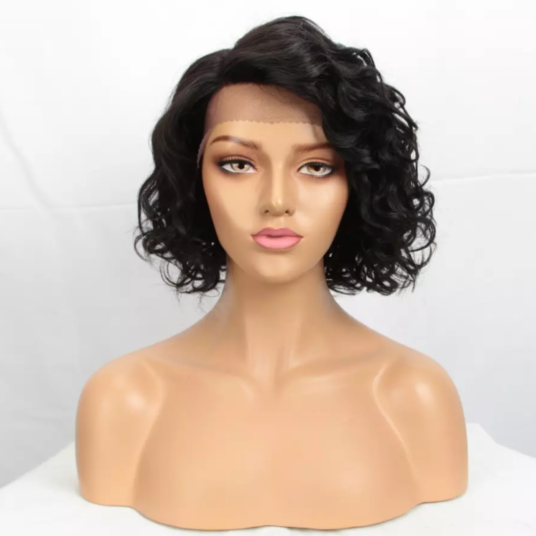 T Lace Glueless Bouncy Short Perique human hair wig