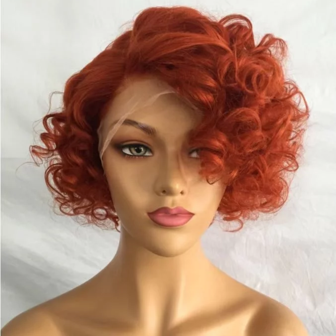 T Lace Glueless Bouncy Short Perique human hair wig